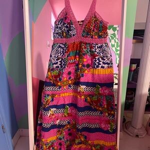 Vibrant Pink and Multicolor Maxi Dress